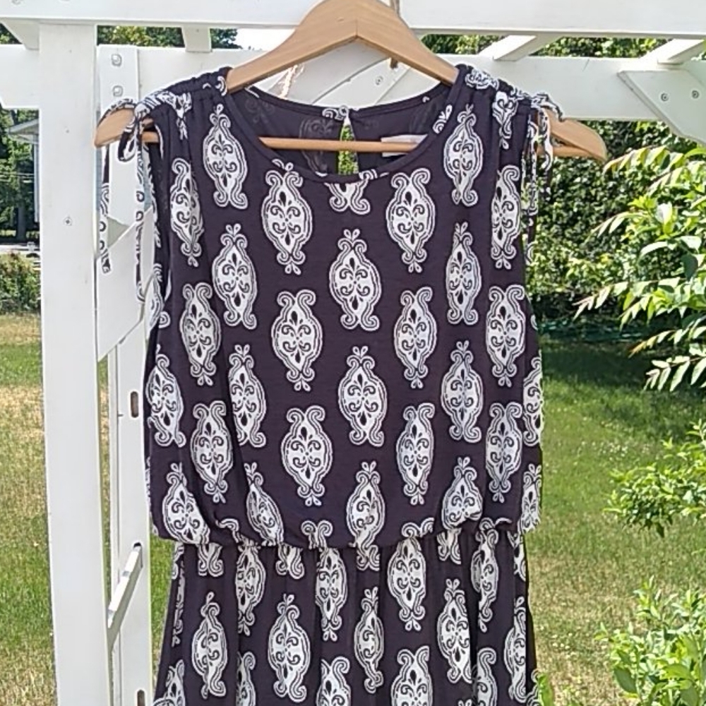 LOFT purple and white paisley print dress